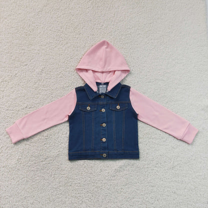 RTS NO MOQ  milk silk GT1754 Baby Girls Long Sleeve Button Up Denim Jacket Two Front Pockets Outer Coat