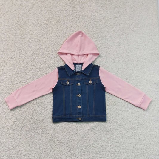 RTS NO MOQ  milk silk GT1754 Baby Girls Long Sleeve Button Up Denim Jacket Two Front Pockets Outer Coat
