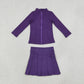 NEW RTS NO MOQ yoga fabric cotton GLD1704(GT1803+GLK0086)Baby Girls Purple Zip Jacket Pleated Skirt Short Yoga Active Clothes Set