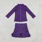 NEW RTS NO MOQ yoga fabric cotton GLD1704(GT1803+GLK0086)Baby Girls Purple Zip Jacket Pleated Skirt Short Yoga Active Clothes Set