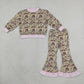 NEW RTS NO MOQ milk silk GLP3735 (GT1841+P1183)Baby Girls Khaki Camo Top Bell Bottom Pant Clothes Set