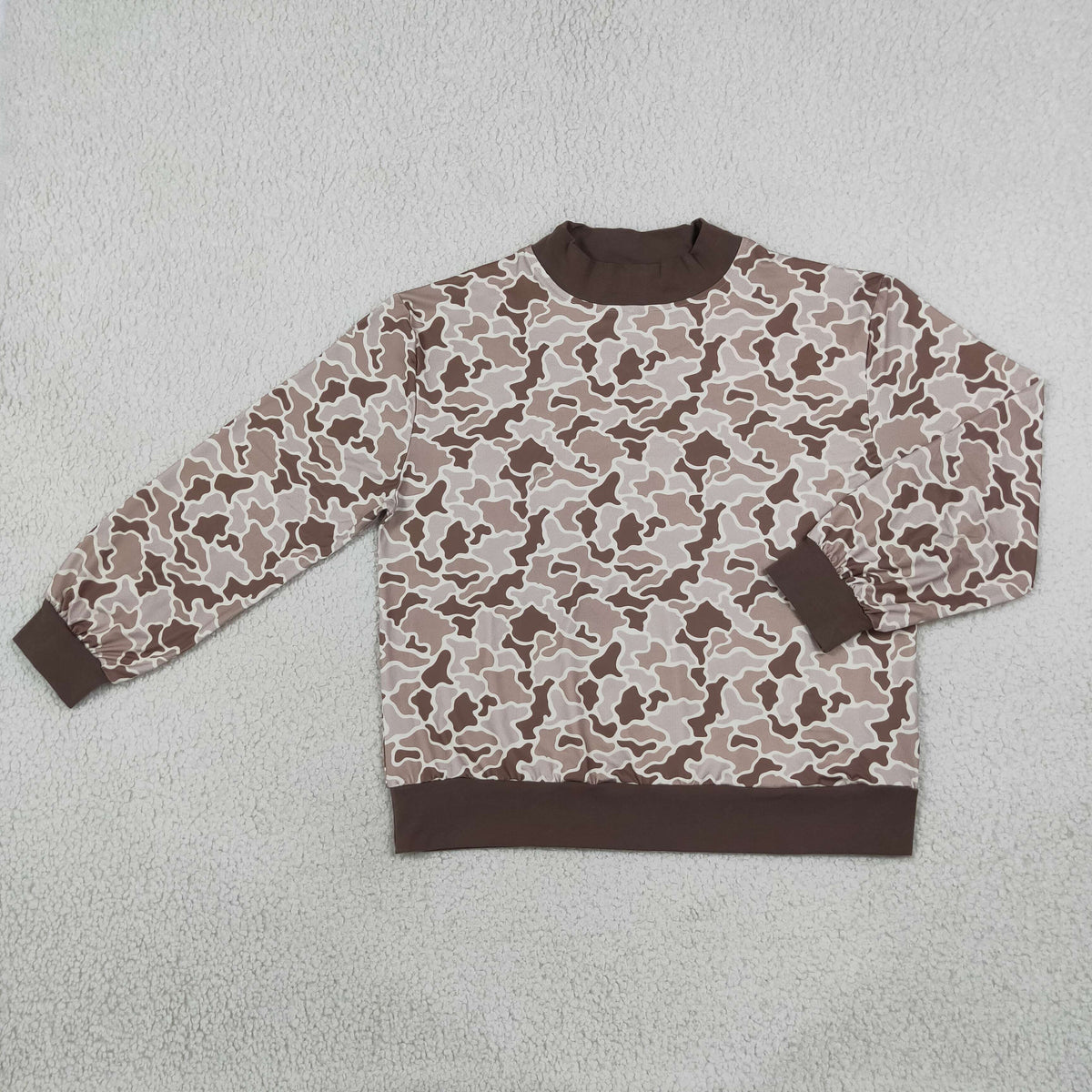 NEW RTS NO MOQ milk silk GT1879 Adult Women Long Sleeve Southern Khaki Camo Choker T-shirts Top
