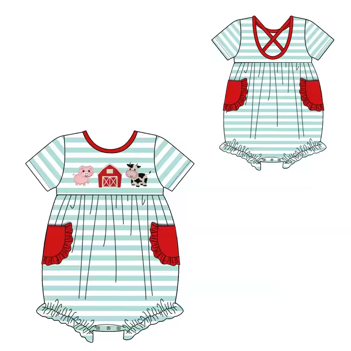 5.19 Farm Stripe Short Sleeve Toddler Clothes