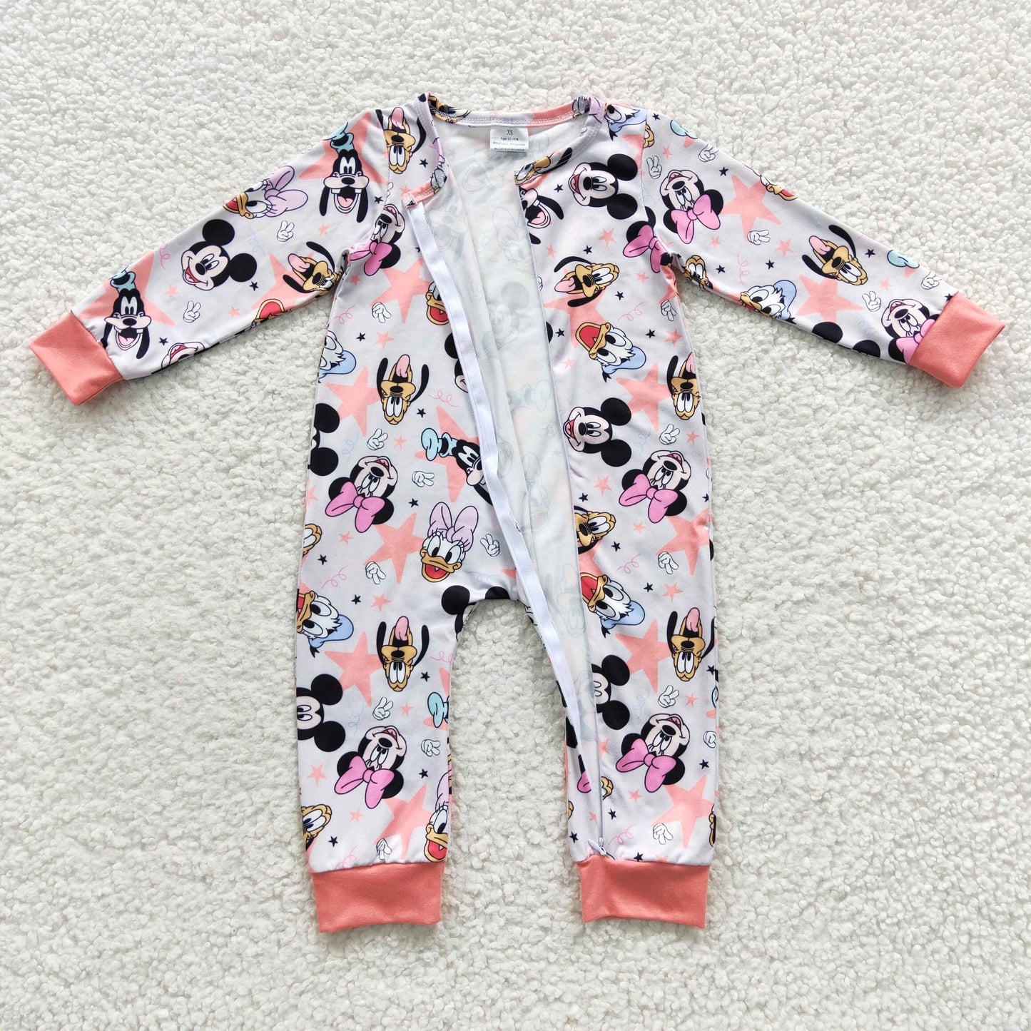 zipper romper cartoon girls jumpsuit cartoon mouse baby clothes