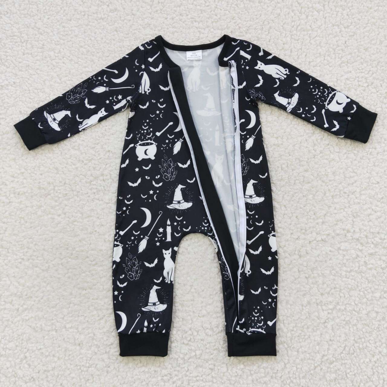 halloween black zipper romper kids jumpsuit baby clothes