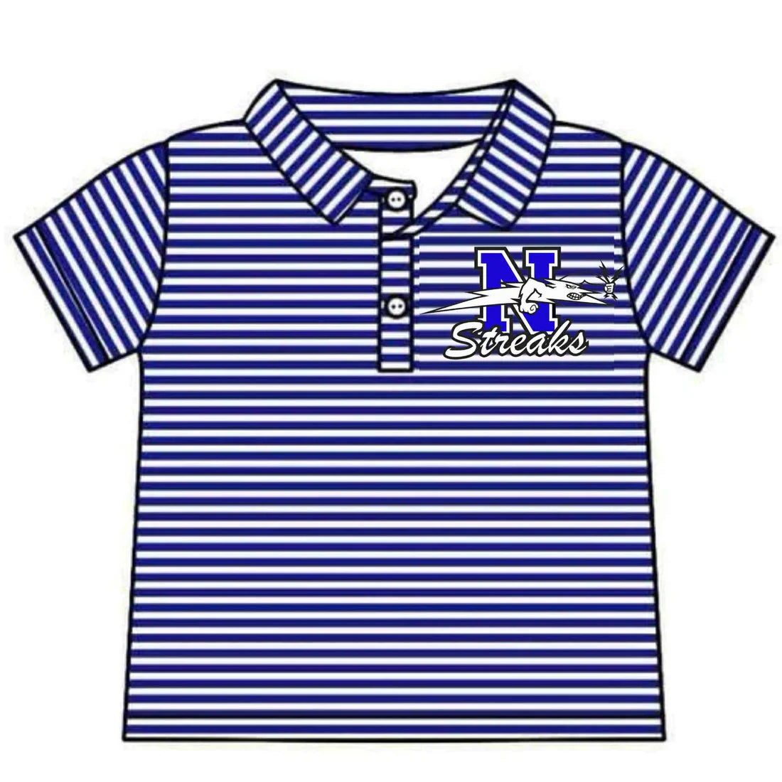 8.2Preorder(moq 5) Baby Boys Blue Stripes Streaks Team Short Sleeve Tee Pullovers Shirts Tops