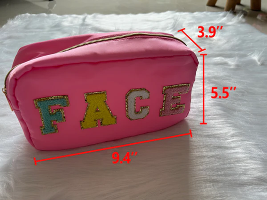 face Cosmetic bag pink kids girls Zipper carrying bag