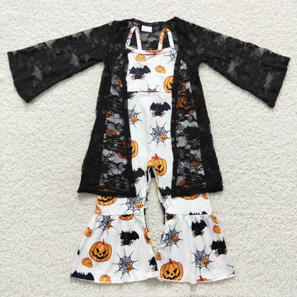 lace cardigan & romper 2 pieces girls sets halloween kids clothes