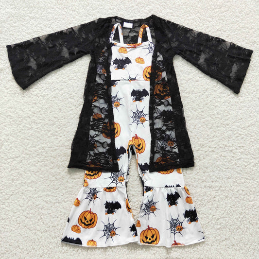 lace cardigan & romper 2 pieces girls sets halloween kids clothes