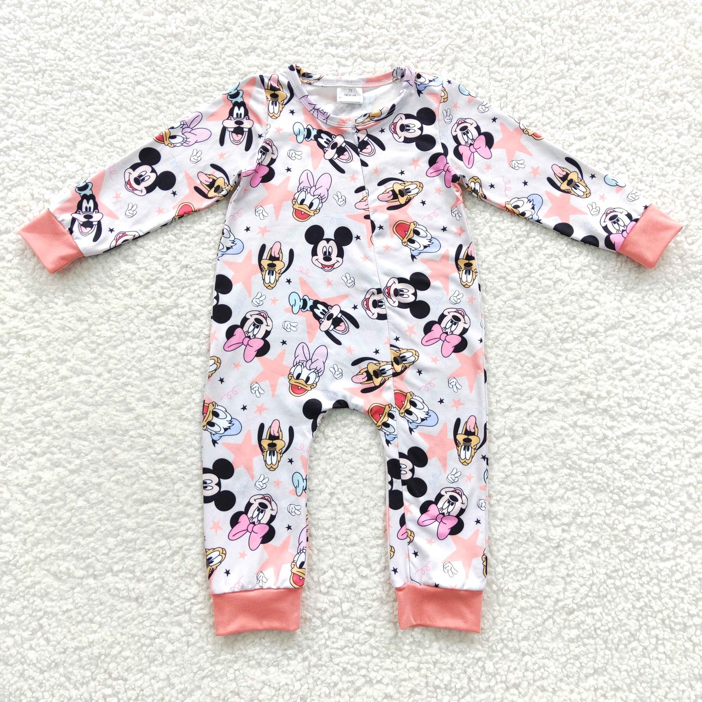 zipper romper cartoon girls jumpsuit cartoon mouse baby clothes