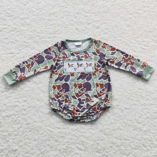 duck bubble long sleeve camo baby romper