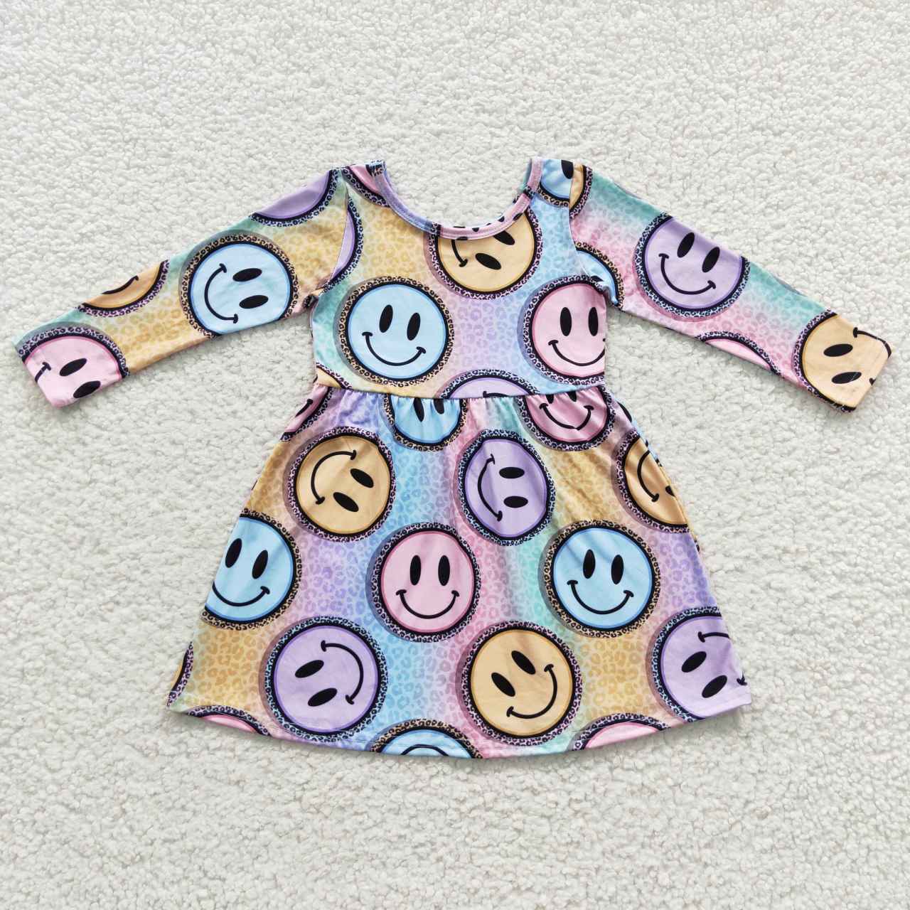 long sleeve hippie smiley dress girls skirt kids clothes