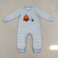 NEW RTS NO MOQ milk silk LR1023 Embroidery Pumpkin Truck Baby Boys Long Sleeve Fall Stripe Rompers
