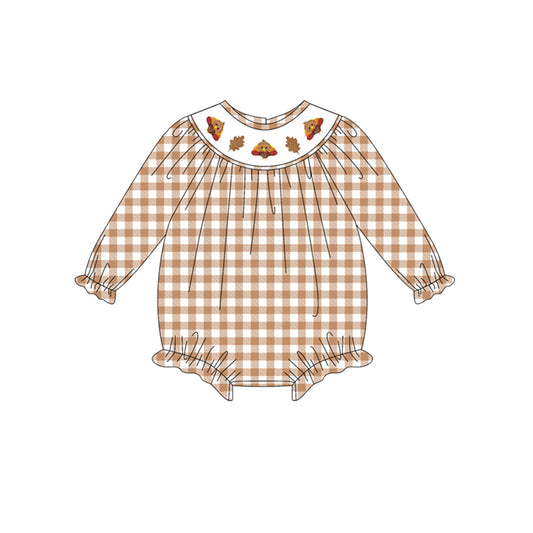 5.14LR2205smocked turkey leaf girls toddler clothes