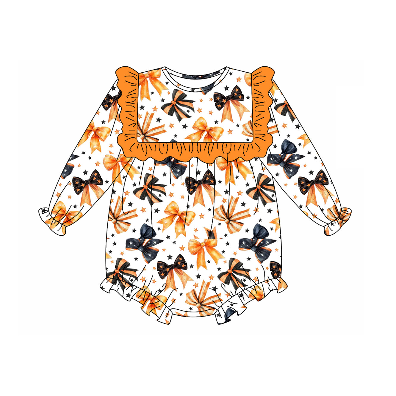5.14LR227 Baby Collar Orange Bow Toddler Clothes