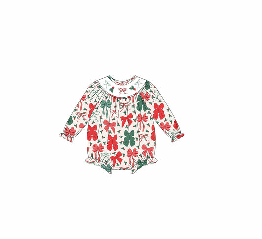 5.17LR2217 Christmas bow girl long-sleeved toddler clothes