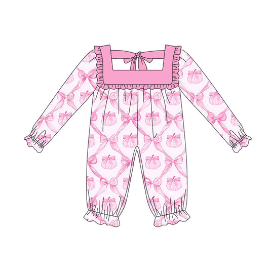 5.17LR2218 Pink Bowknot Doll Collar Long Sleeve Toddler Clothes