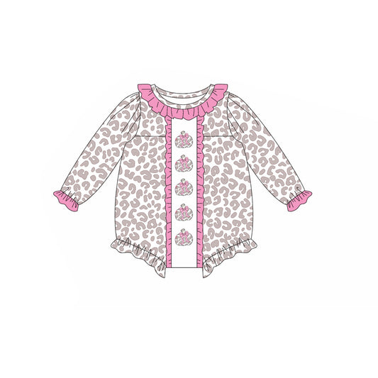 5.17LR220Pumpkin Leopard Print Long Sleeve Toddler Clothes