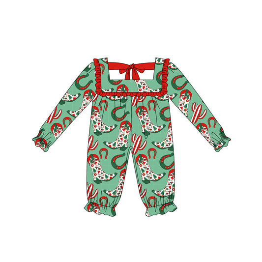 5.17LR222 Green Boots Christmas Long Sleeve Toddler Clothes