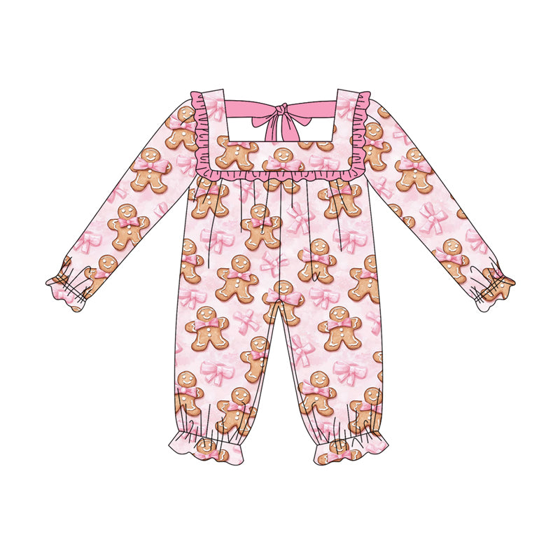 5.17LR230 Pink Christmas Gingerbread Long Sleeve Toddler Clothes