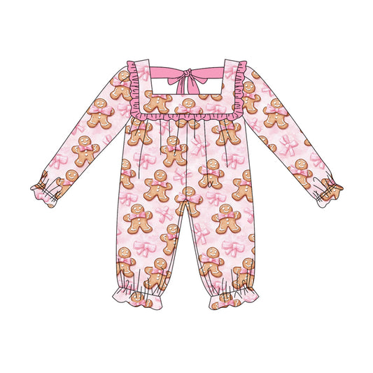 5.17LR230 Pink Christmas Gingerbread Long Sleeve Toddler Clothes