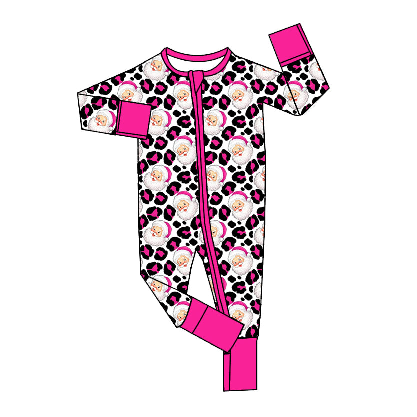 5.17LR233 Santa Claus Leopard Print Long Sleeve Toddler Clothes