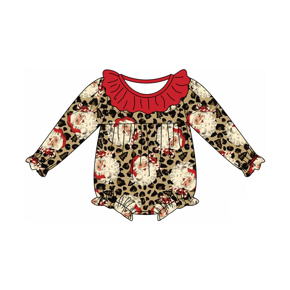 5.19LR22367 Leopard print Santa Claus long-sleeved toddler clothes