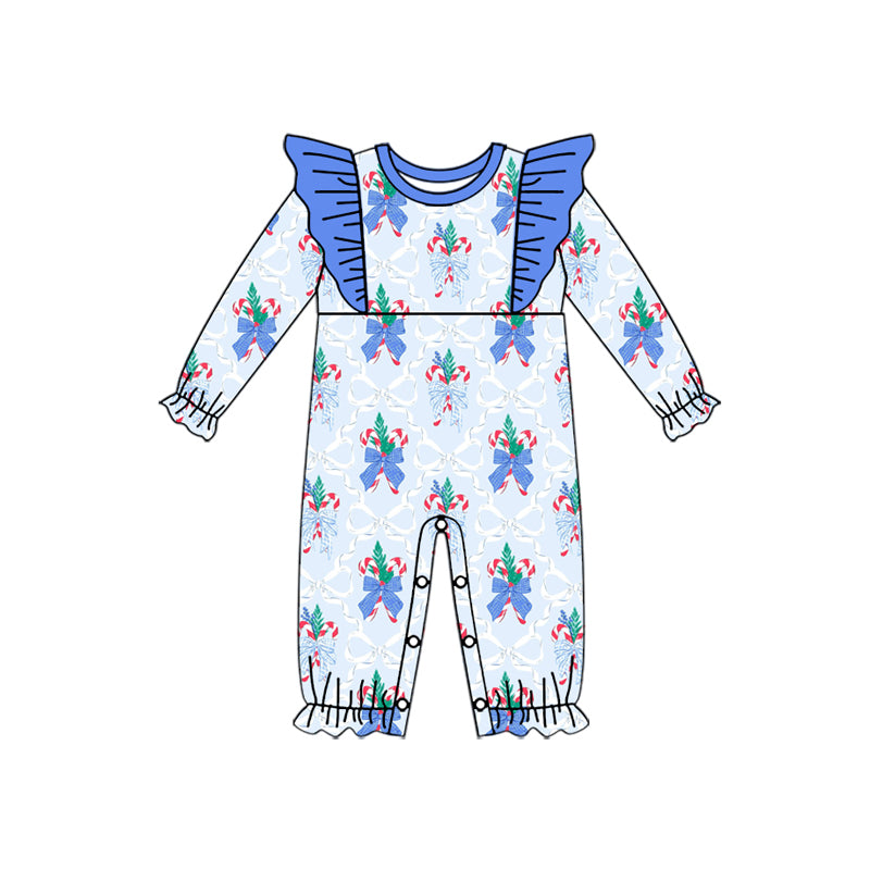 5.19LR2241 Blue Bow Christmas Tree Flower Toddler Clothes