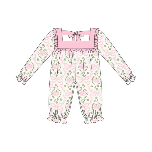 5.28SR2255 Pink Pumpkin Bow Long Sleeve Toddler Clothes