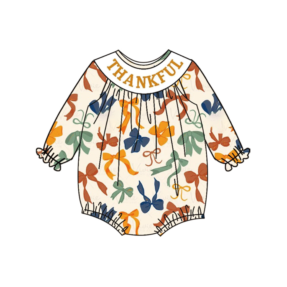 5.28SR2257smocked bow pumpkin long-sleeved toddler clothes