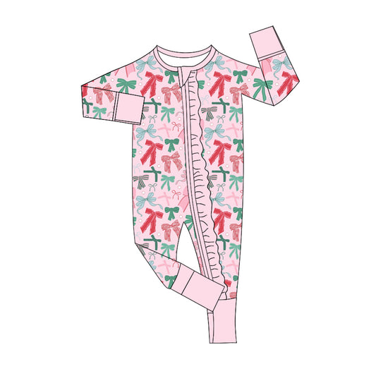 5.29LR2266 Bowknot pink long-sleeved toddler clothes