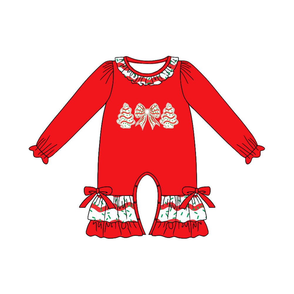 6.6LR2294 Christmas tree red long-sleeved toddler clothes