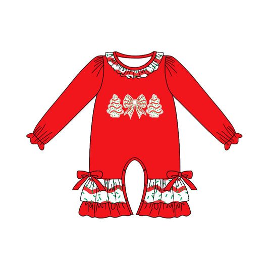 6.6LR2294 Christmas tree red long-sleeved toddler clothes