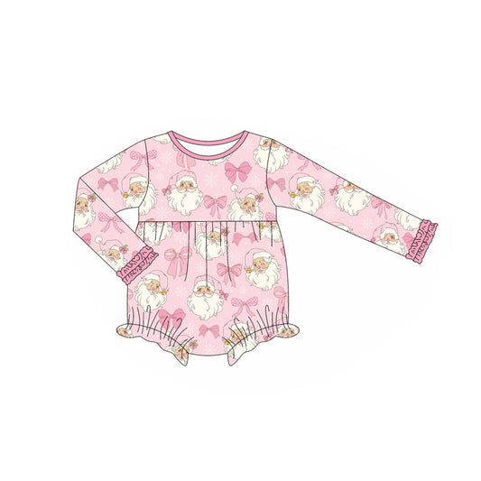 6.7LR2300 Pink Santa Claus Bow Long Sleeve Toddler Clothes
