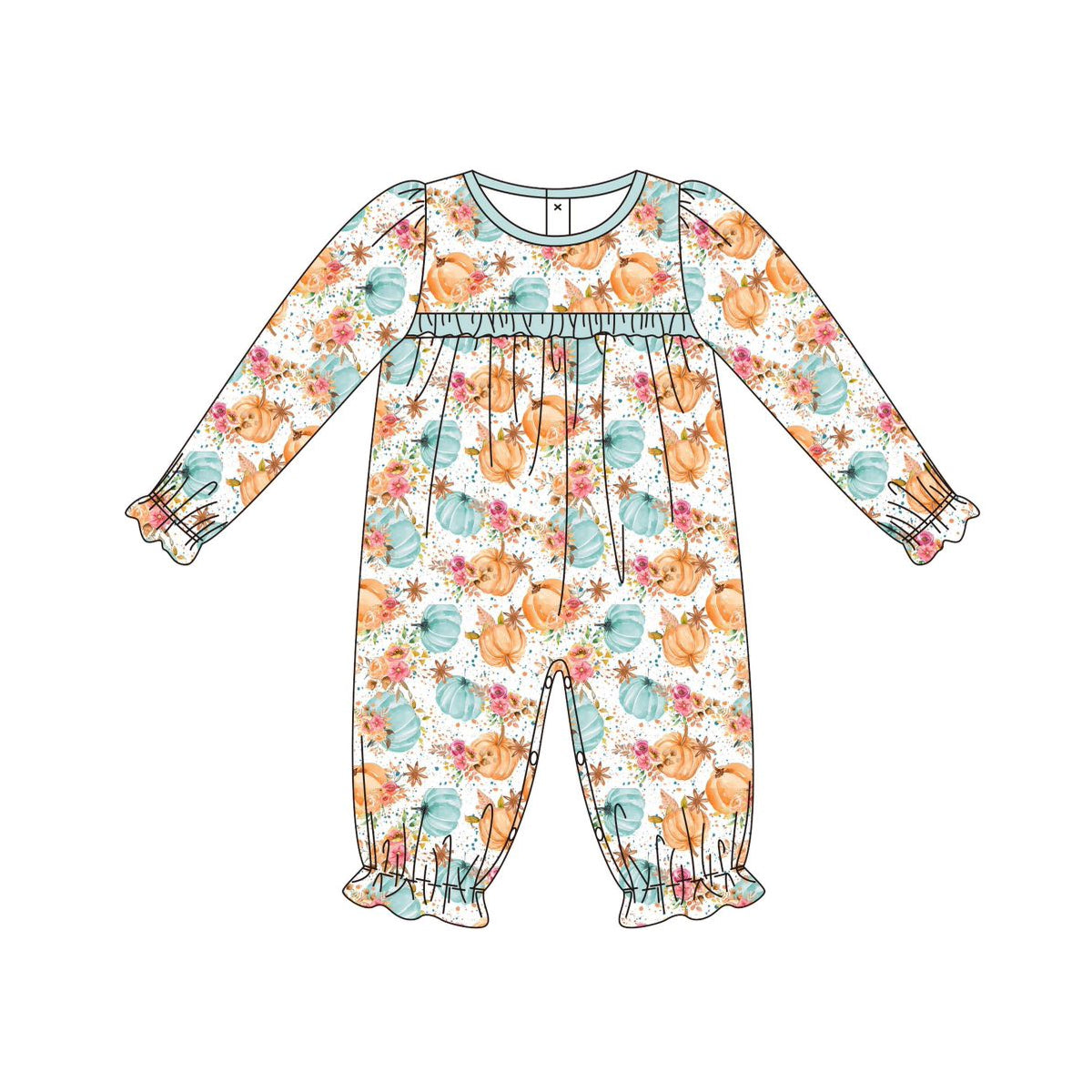 6.13LR2313 Orange Pumpkin Long Sleeve Toddler Clothes