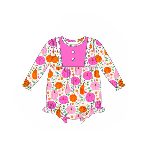 6.18LR2349 Colorful Pumpkin Button Girls Toddler Clothes