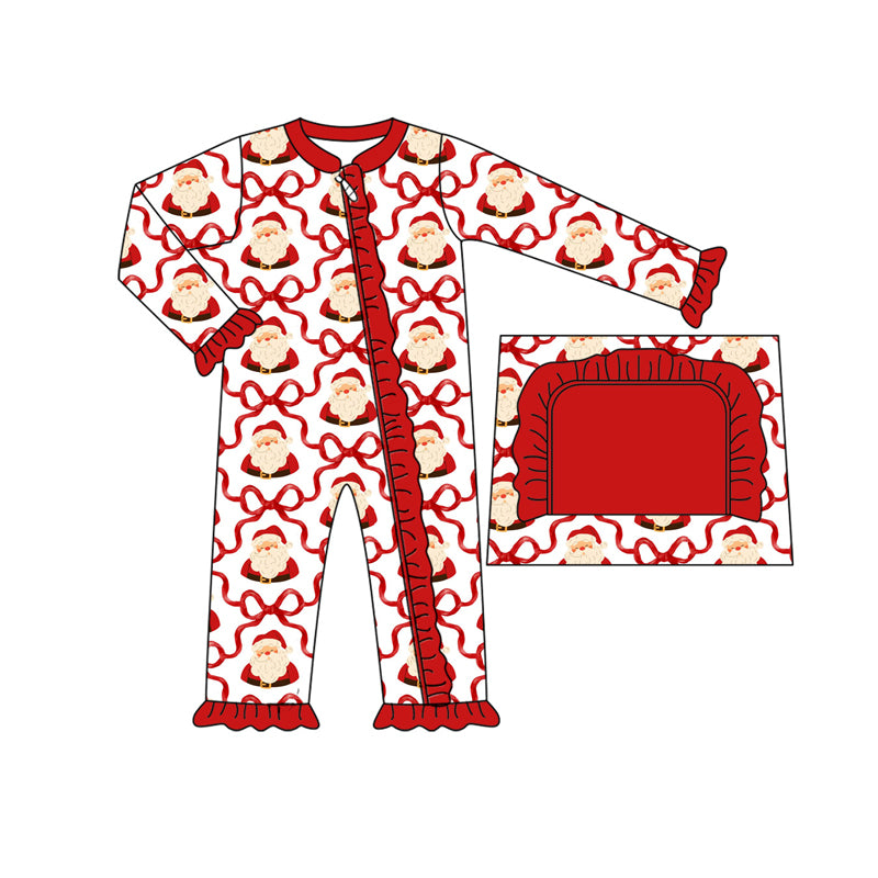 6.24 LR2354 Santa Claus Zipper Red Girls Long Sleeve Toddler Clothes
