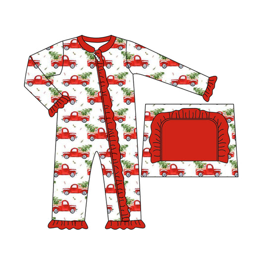 6.26LR2356 Christmas Tree Trucker Long Sleeve Zipper Toddler Clothes