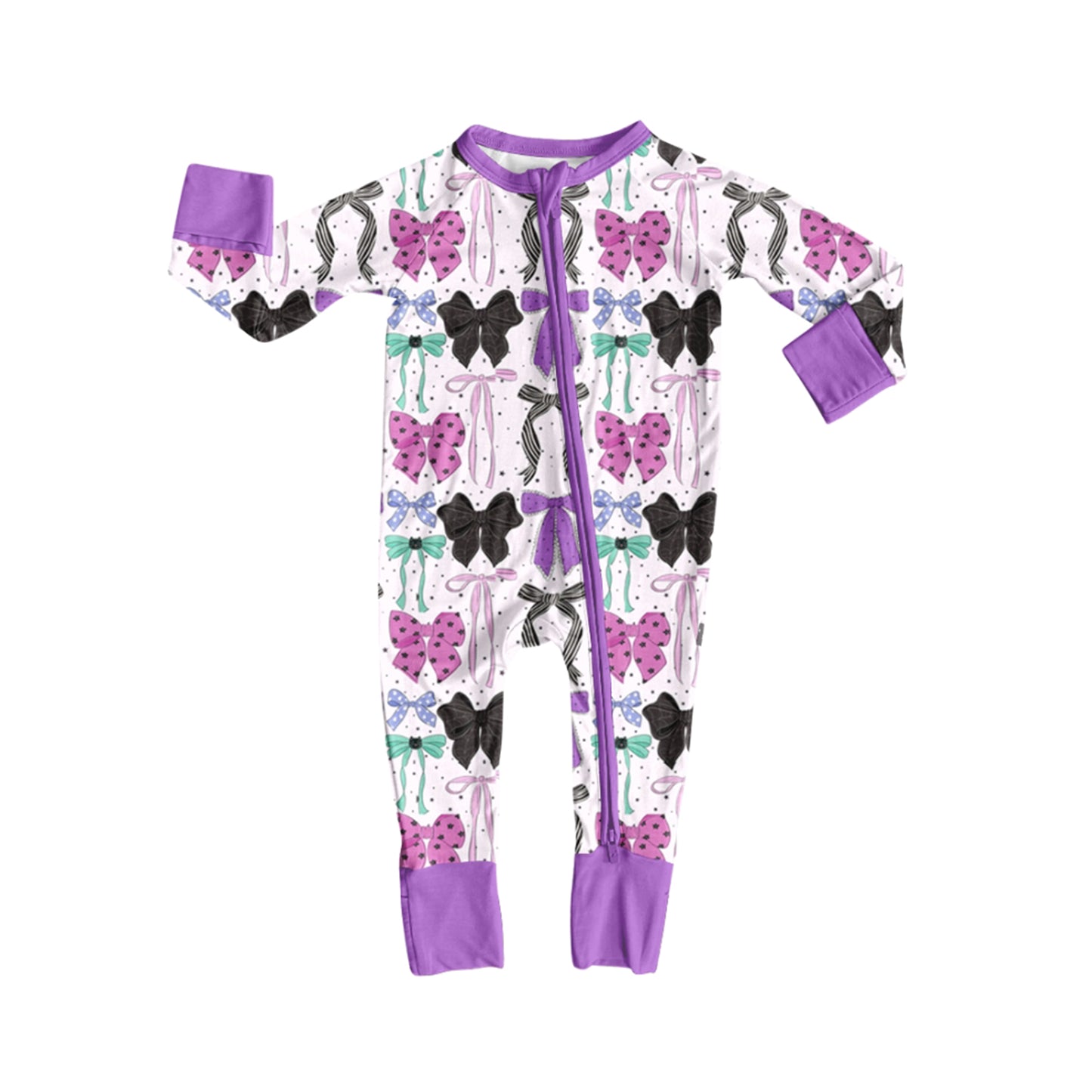 6.26LR2358 Purple bow zipper long-sleeved toddler clothes