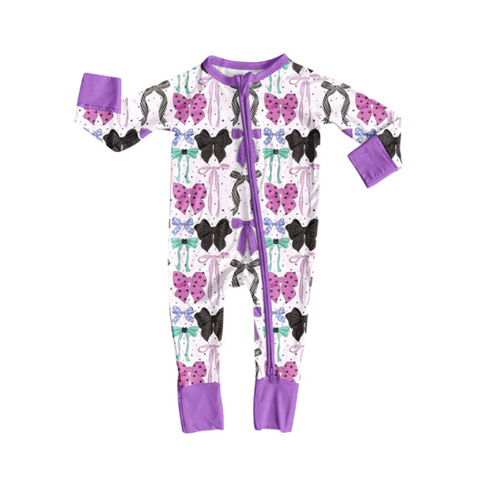 6.26LR2358 Purple bow zipper long-sleeved toddler clothes