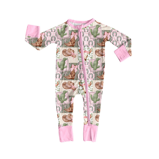 6.26LR2359 Cactus hat pink zipper long sleeve toddler clothes