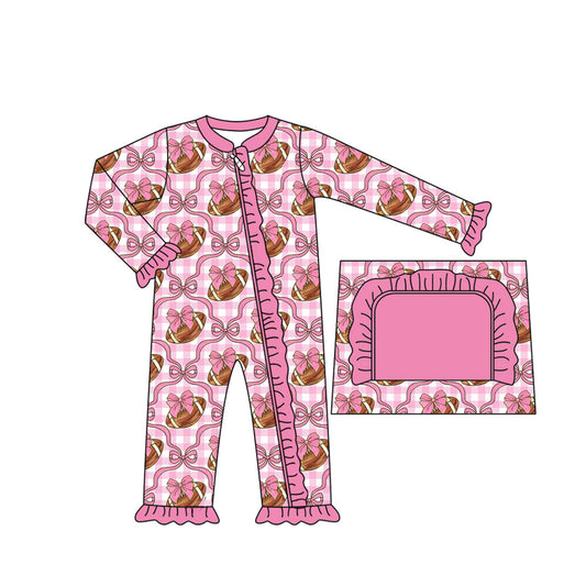 6.26LR2361 Rugby pink bow zipper toddler clothes