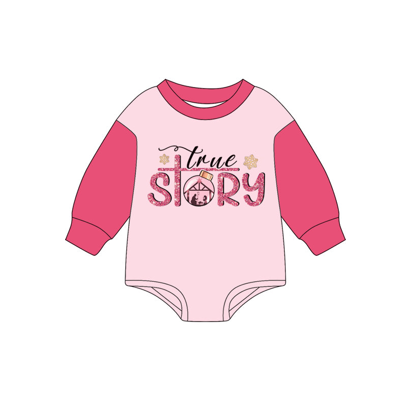 7.5LR2381 pink letter long-sleeved toddler clothes