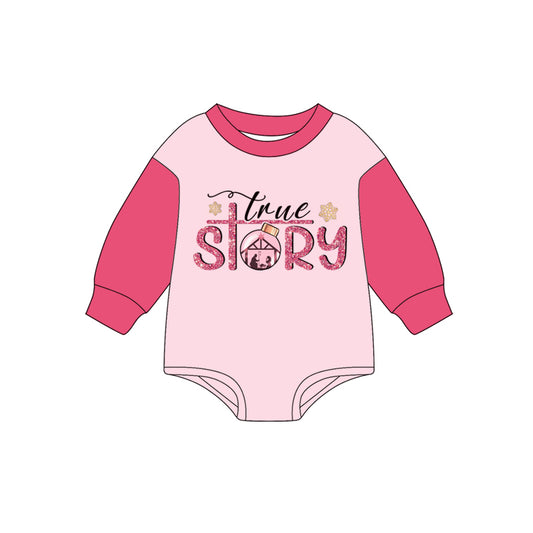 7.5LR2381 pink letter long-sleeved toddler clothes