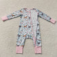 RTS NO MOQ milk silk LR2401 Baby Girls Long Sleeves Horses Chicks Farm Two Way Zip Convertible Rompers