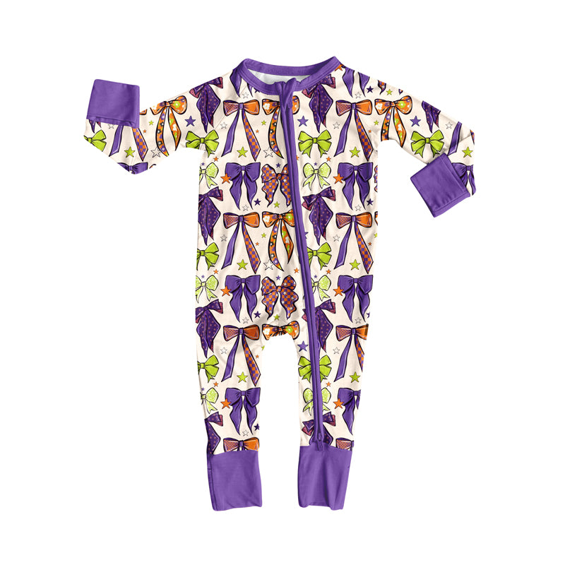 7.7LR2403 Purple bow zipper long-sleeved toddler clothes