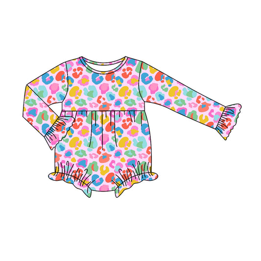 7.17LR2430 Colorful leopard print long-sleeved toddler clothes