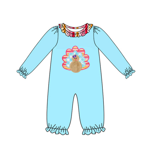 7.29LR2449 Girls Turkey Blue Toddler Clothes