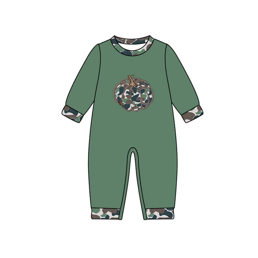 7.28LR2490 Green Pumpkin Embroidery Toddler Clothes