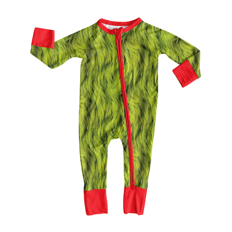 7.28LR2498 Green Christmas Zipper Toddler Clothes